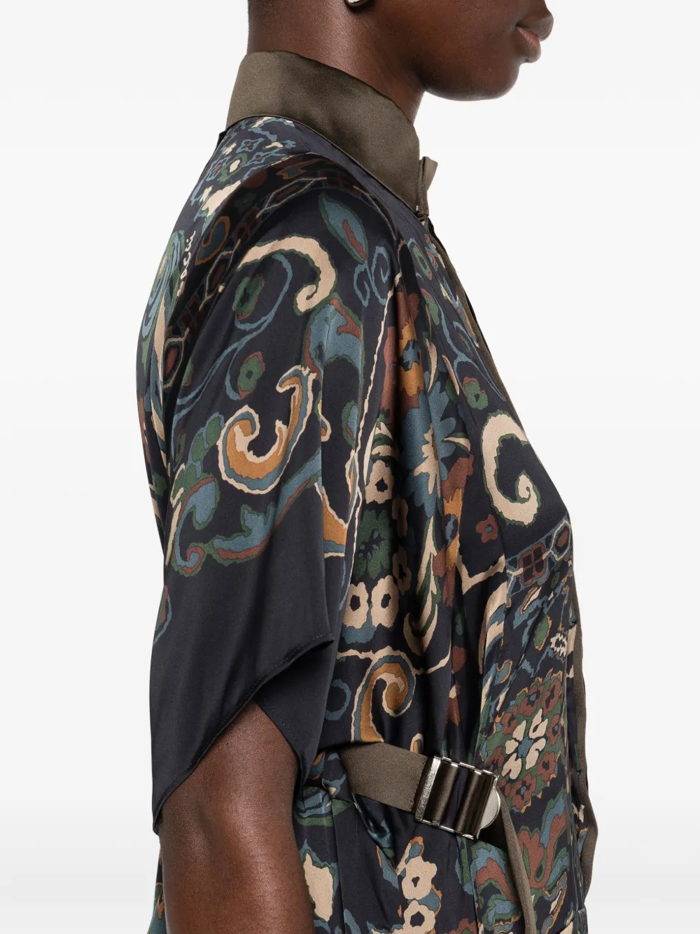 sacai Gelaagde midi-jurk met paisley-print Zwart