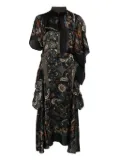 sacai paisley-print layered midi dress - Black