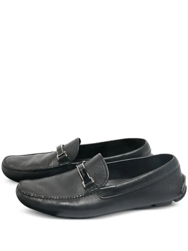 Prada Pre-Owned レザーローファー | ブラック | FARFETCH JP