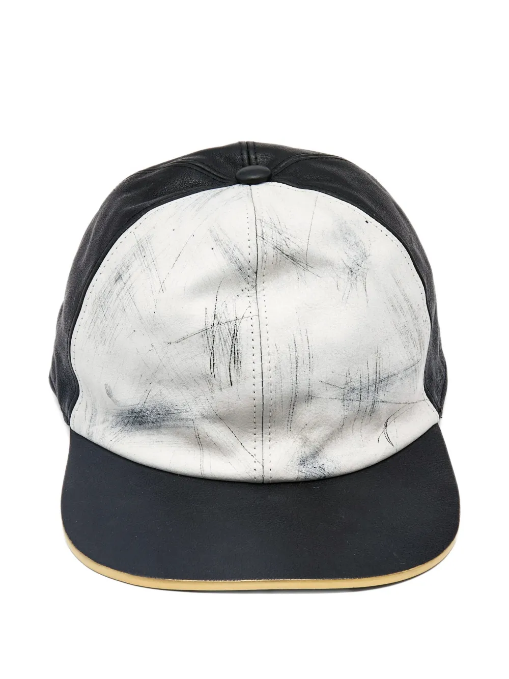 Marc Jacobs leather scratch-effect baseball cap | Black | Image 1