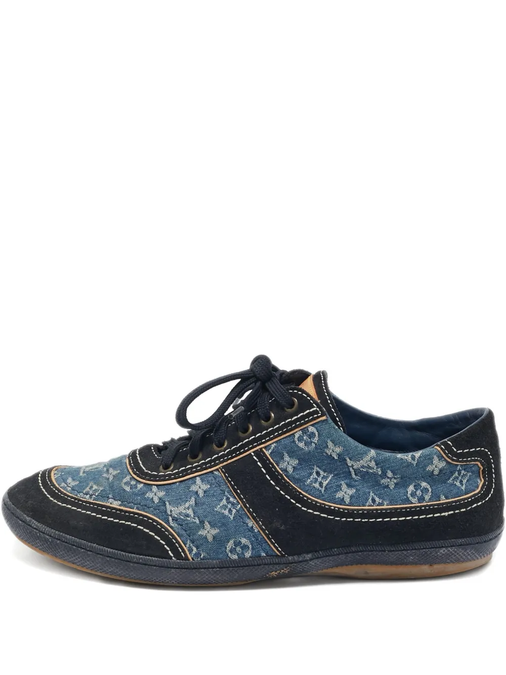 Louis Vuitton Pre-Owned monogram-print suede sneakers | Blue | Image 1