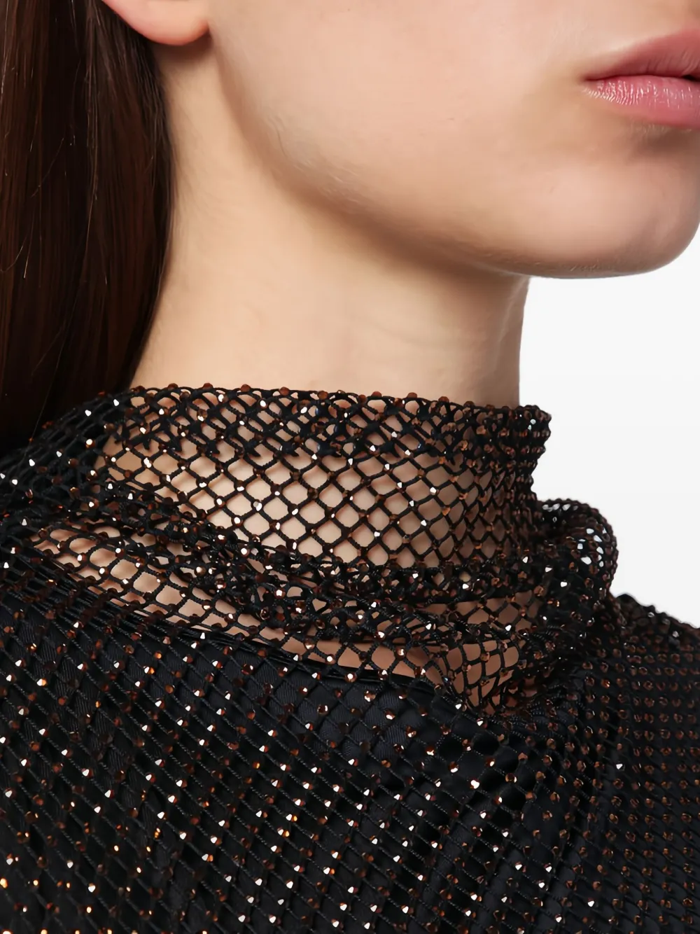 Sportmax Crystal-embellishment High-neck Mini Dress In Black
