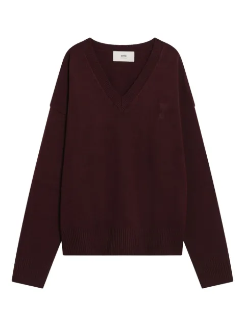 AMI Paris V-neck embroidered sweater