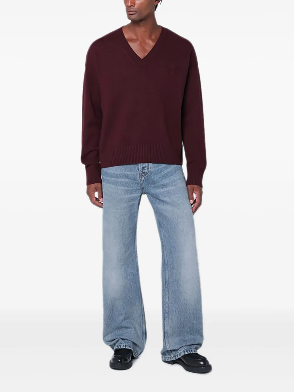 AMI Paris V-neck embroidered sweater | Knitted Sweaters | Image 2