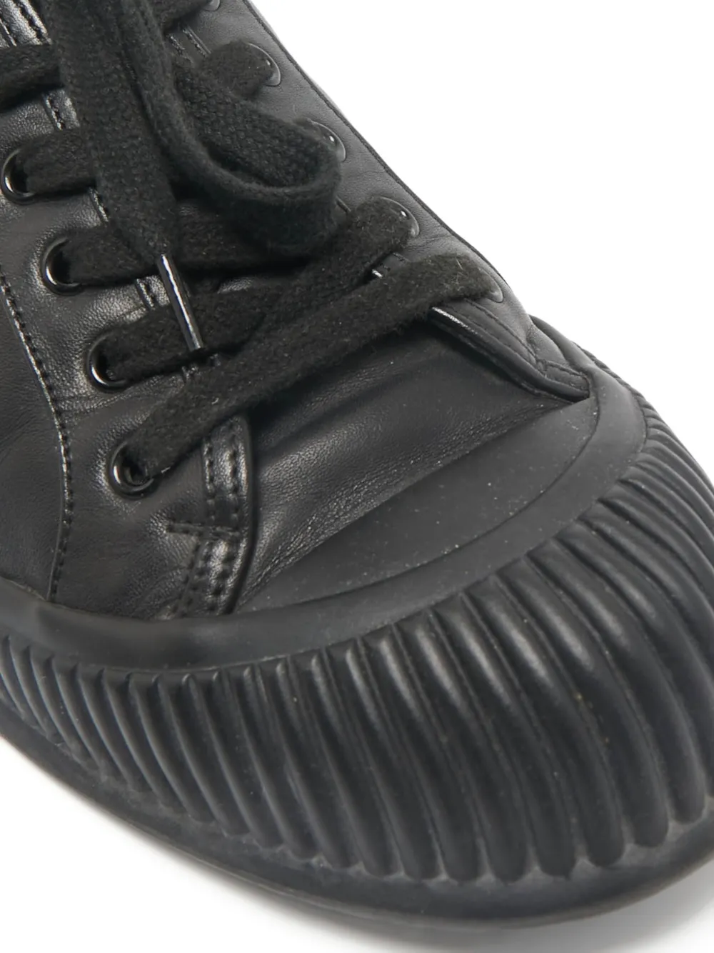 Pre-owned Prada Leather Lace-up Sneakers In Black