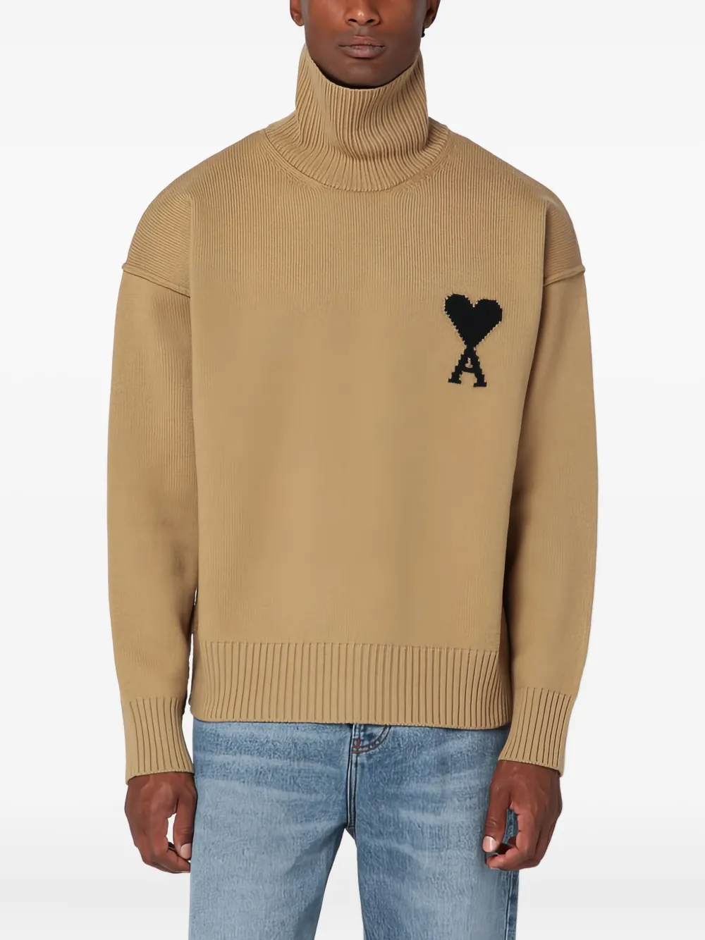 AMI Paris Trui met Ami de Coeur-monogram Bruin