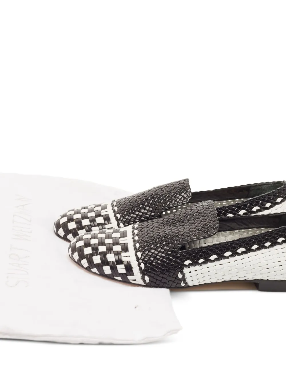 Pre-owned Stuart Weitzman Woven Leather Loafers In Black