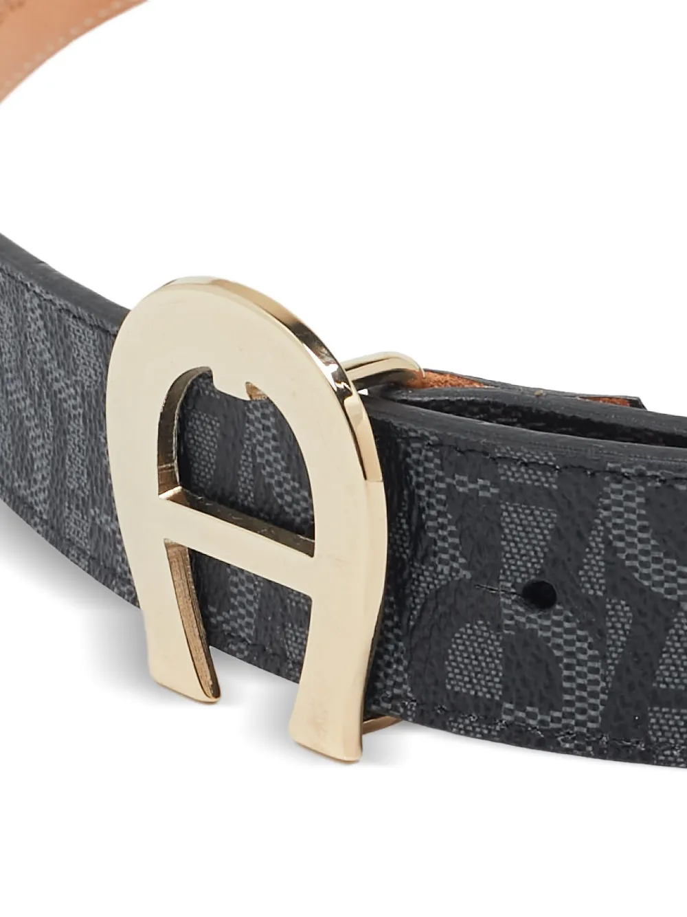 Pre-owned Aigner Vintage Monogram-pattern Belt In Gray