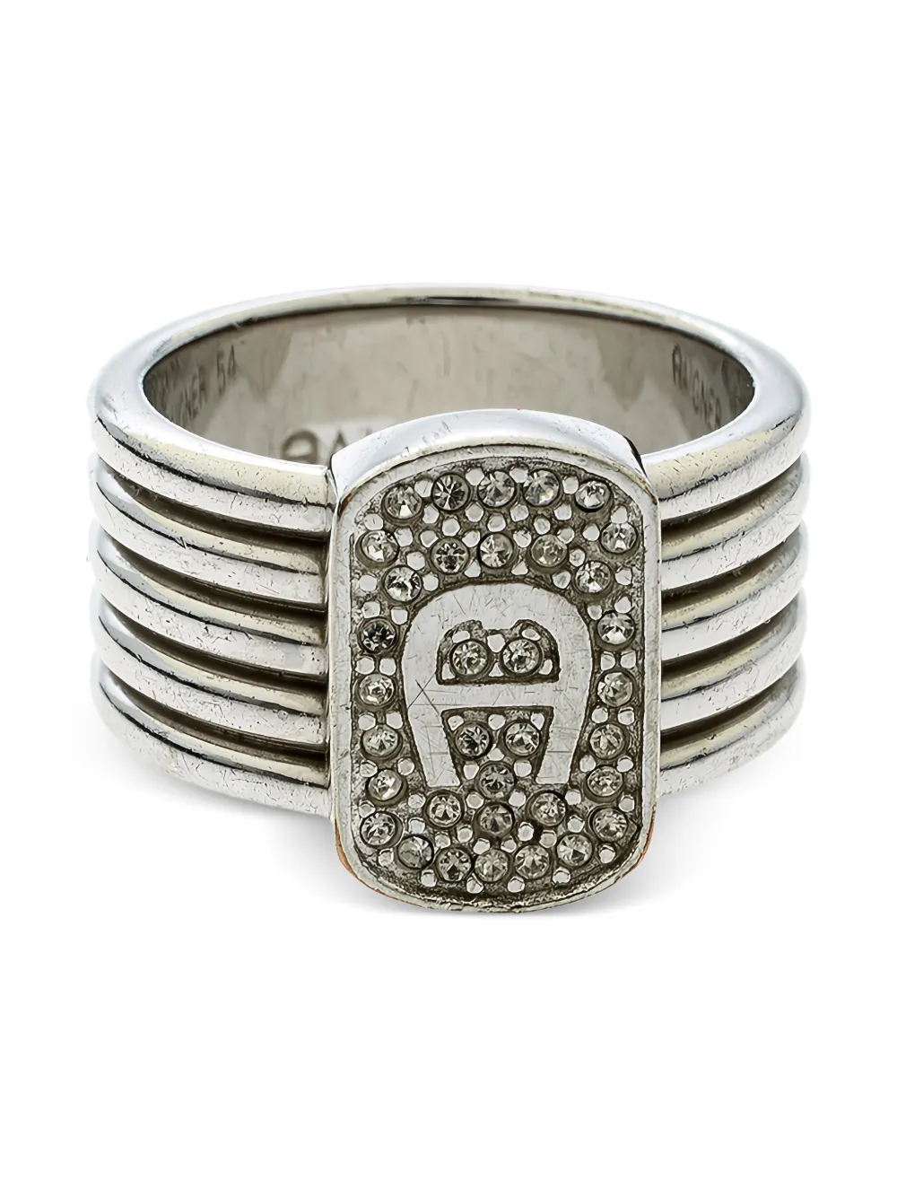 Aigner Vintage crystal logo band ring | Silver | Image 1