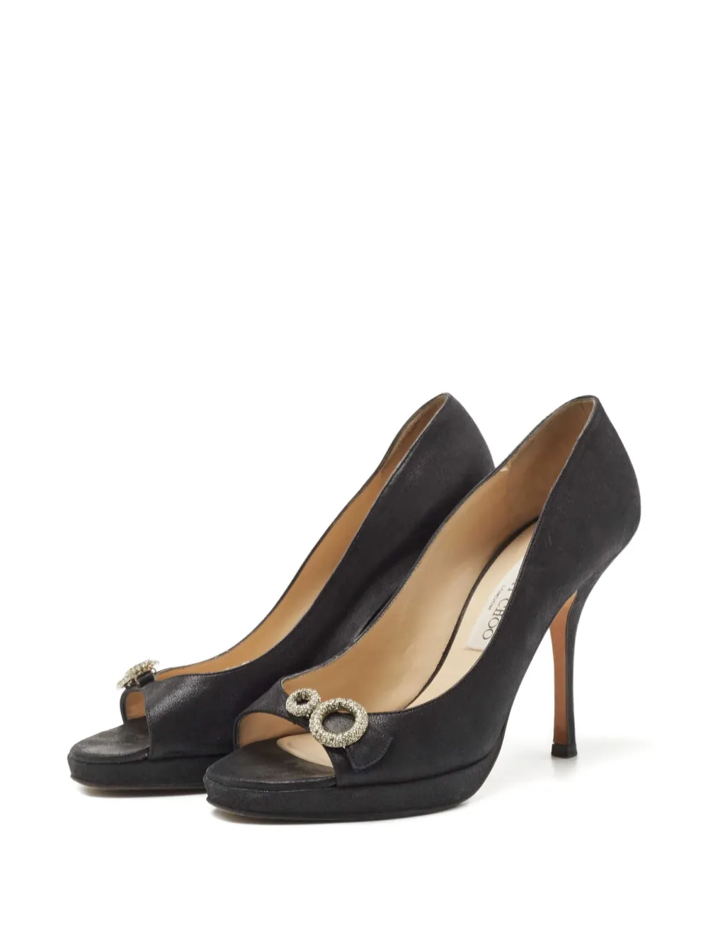 Jimmy Choo Pre-Owned 110 mm verfraaide pumps met open neus - Zwart