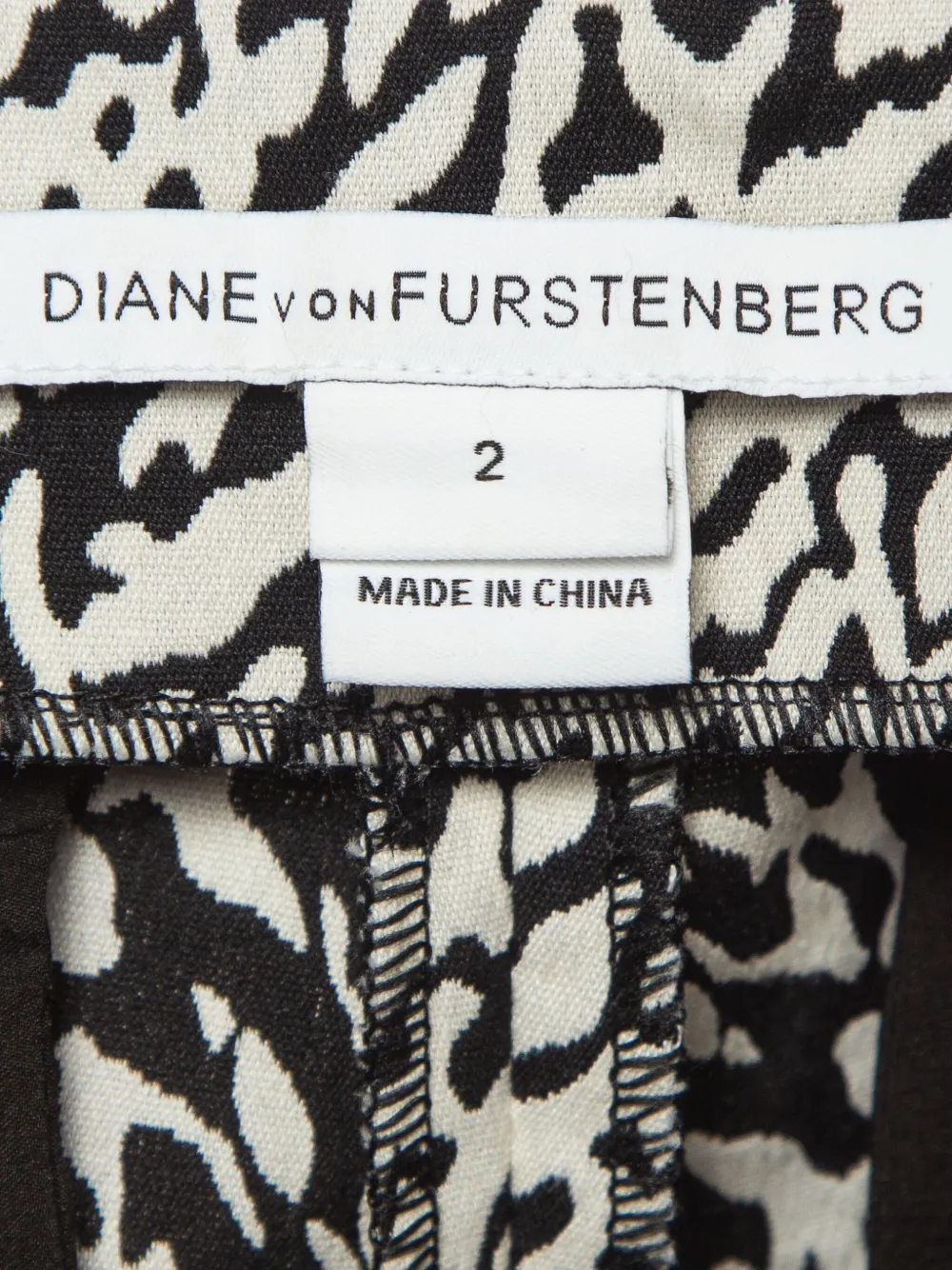 Pre-owned Diane Von Furstenberg Vintage 2024 Abstract-print Trousers In Black