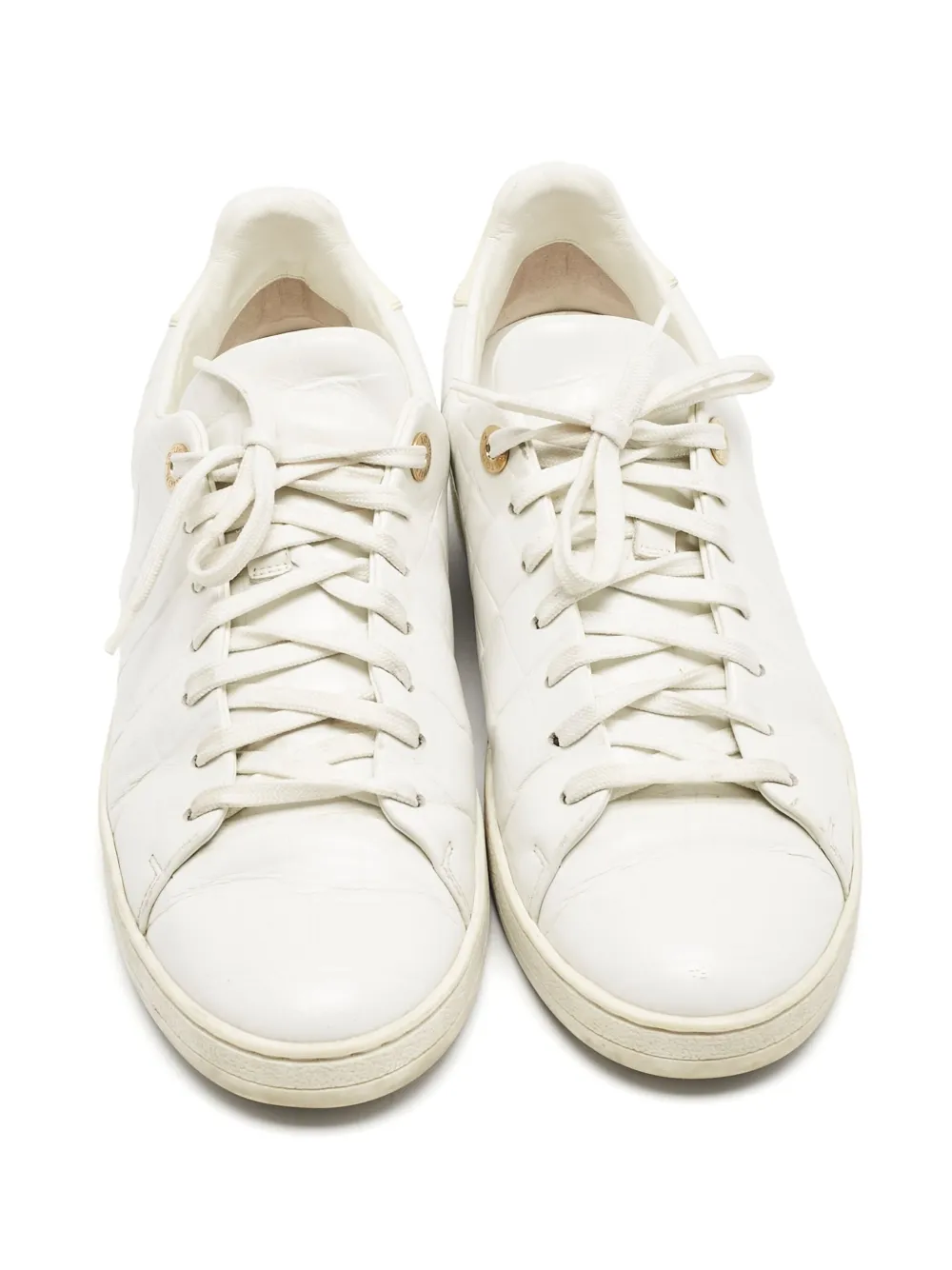 Louis Vuitton Pre-Owned Leren sneakers met krokodillen-reliëf - Wit