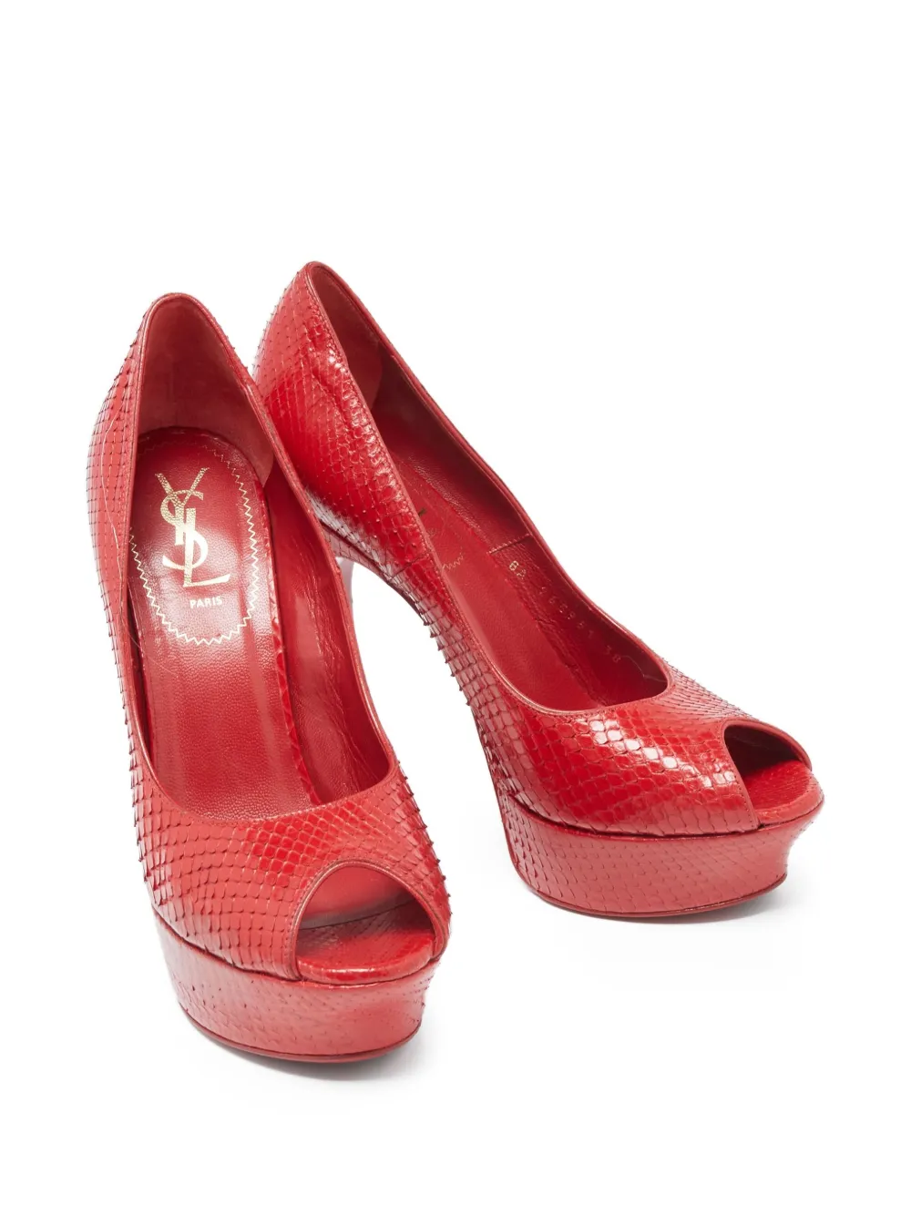 Saint Laurent Pre-Owned 2024 140 mm Palais pumps met slangen-effect - Rood
