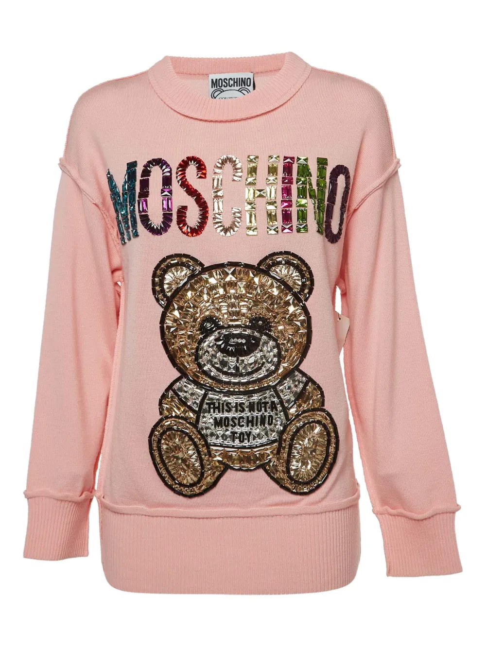 Pre-owned Moschino Teddy-bear Sequin-embellished Sweater In Pink