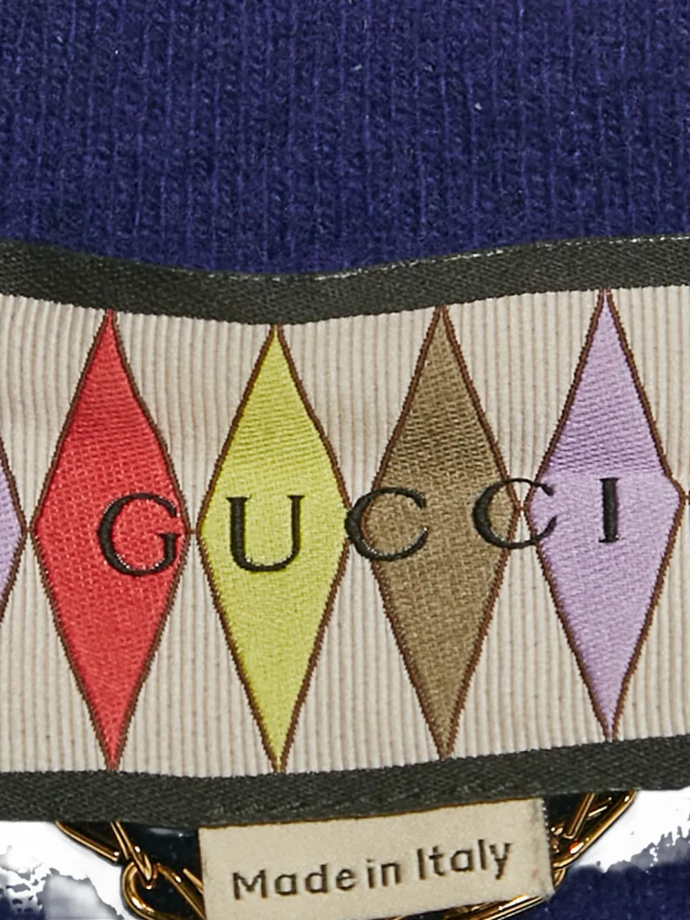 Pre-owned Gucci Lovelight Appliqué Patch-pocket Cardigan In Blue