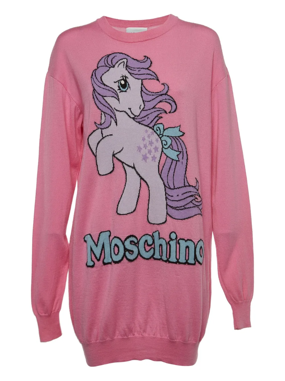 Pre-owned Moschino Pony Cotton Dress In Pink