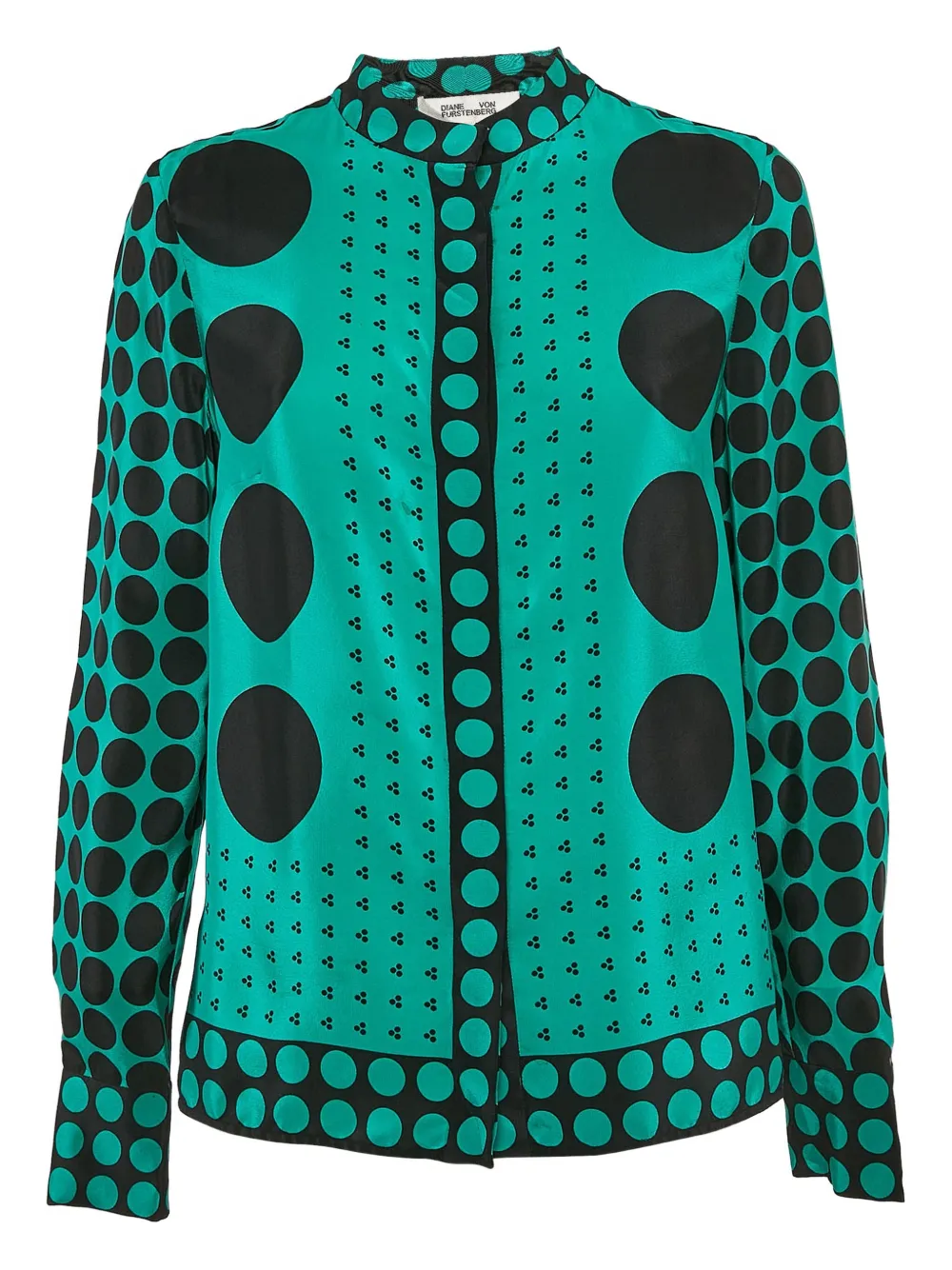 Diane Von Furstenberg Vintage ポルカドット シルクシャツ - グリーン Diane Von Furstenberg Vintage ポルカドット シルクシャツ - グリーン