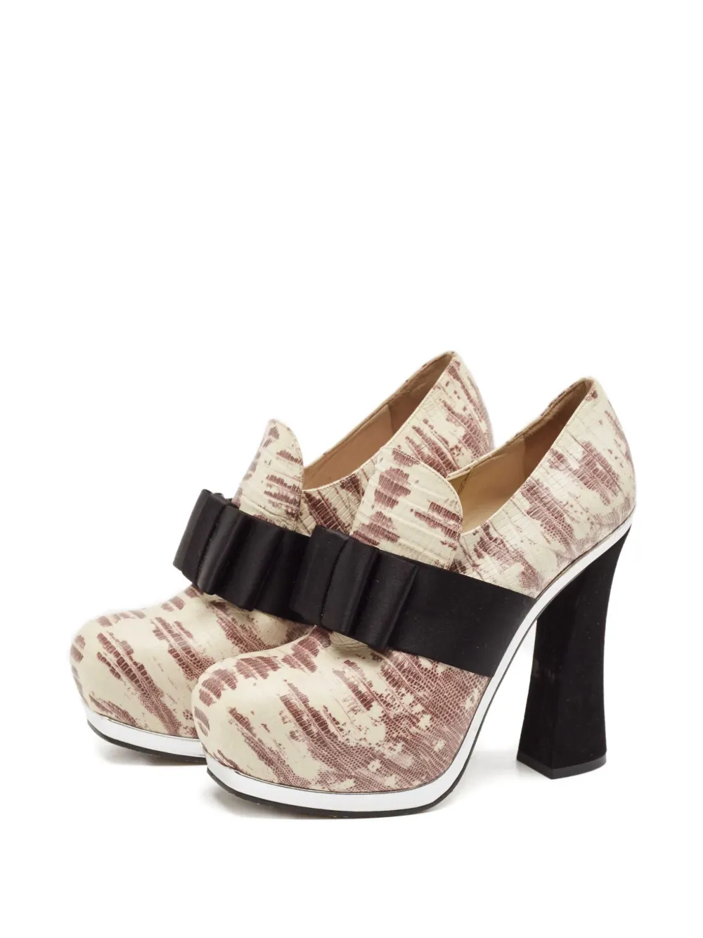 Miu Miu Pre-Owned 120mm lizard-embossed bow pumps | Image 2