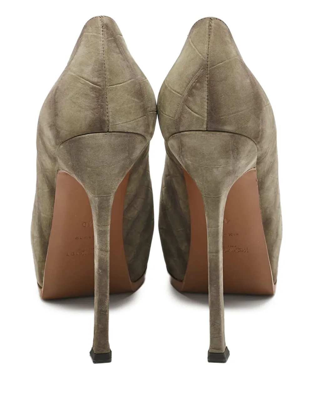 Saint Laurent Pre-Owned 150 mm gewatteerde suède pumps - Groen