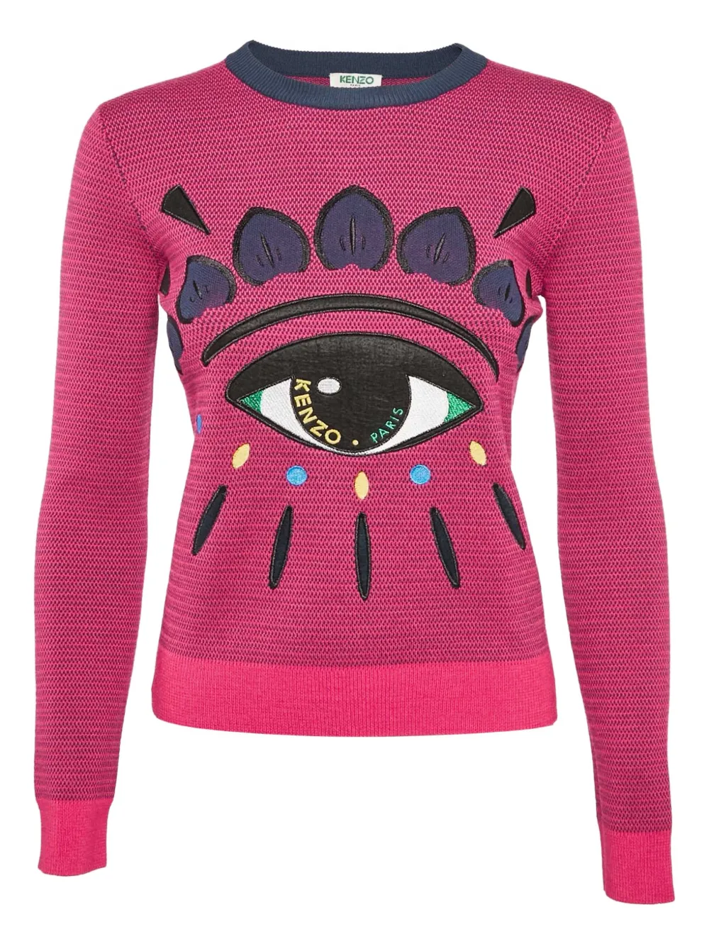Pre-owned Kenzo Eye-detail Knit Sweater In Pink