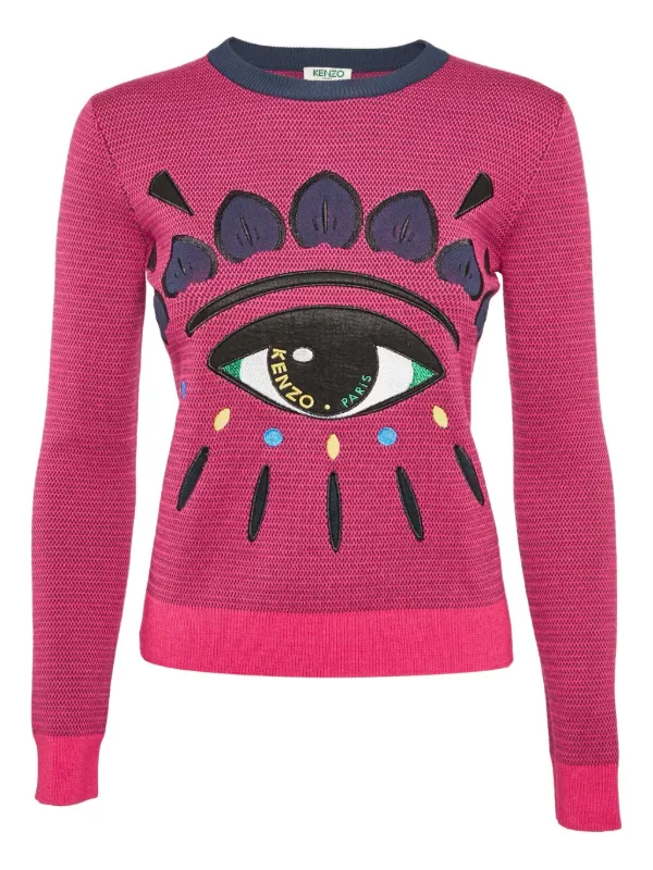 Kenzo Pre-Owned eye-detail Knit Sweater | Pink | FARFETCH