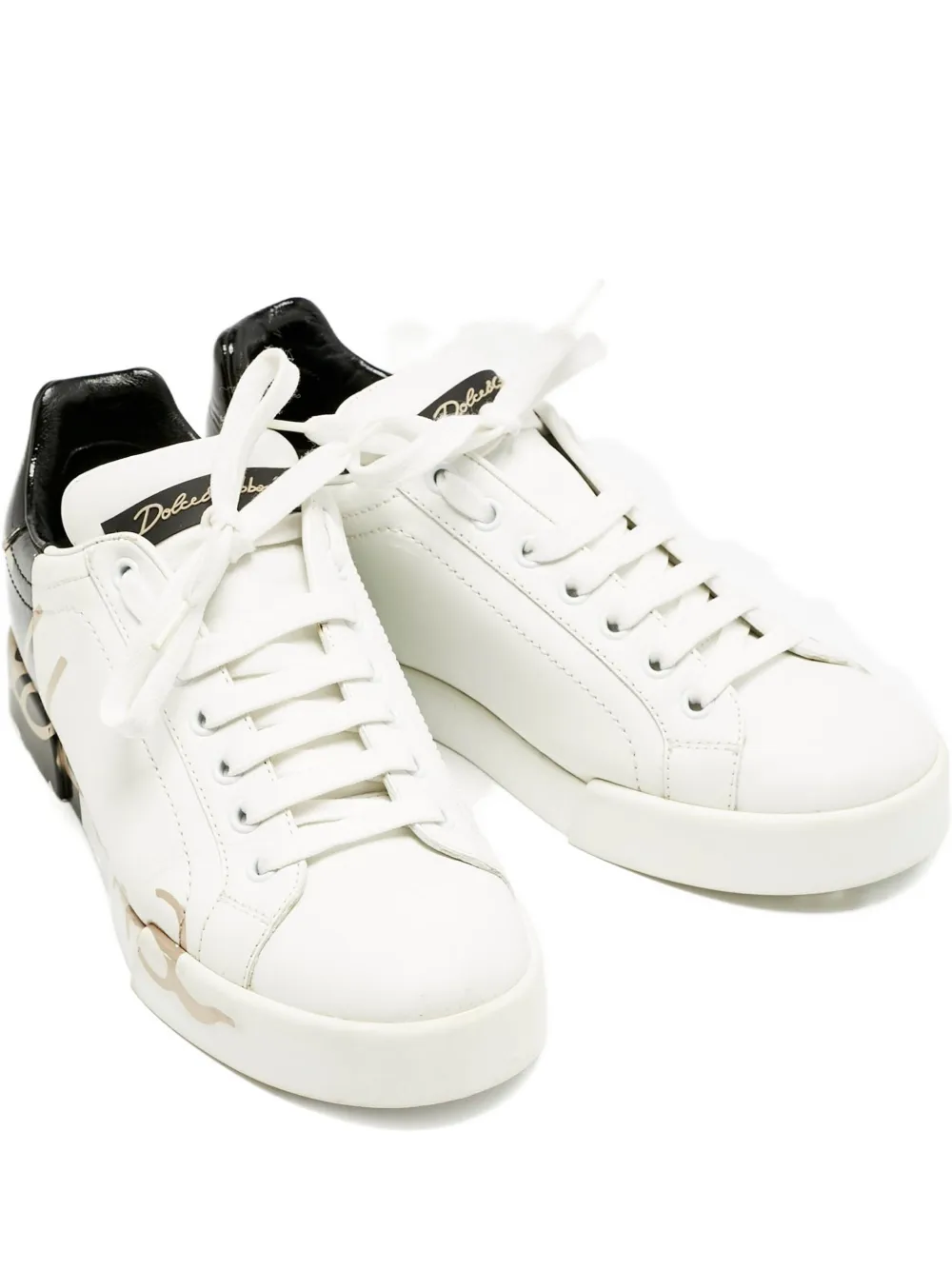 Pre-owned Dolce & Gabbana Portofino Patent-leather Sneakers In White