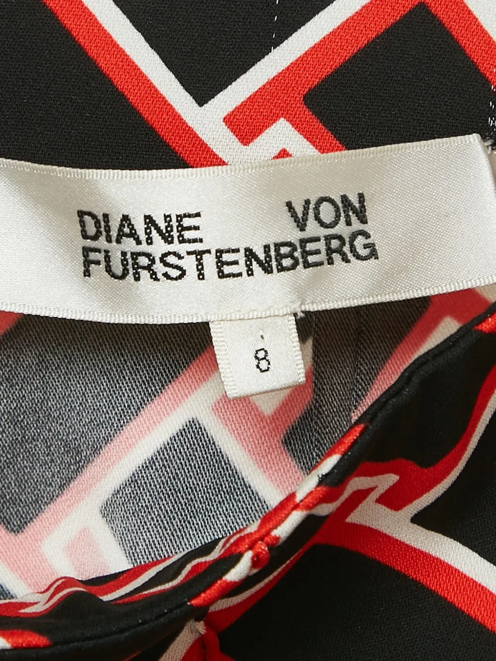 Pre-owned Diane Von Furstenberg Vintage Geometric-print Wide-leg Trousers In Black