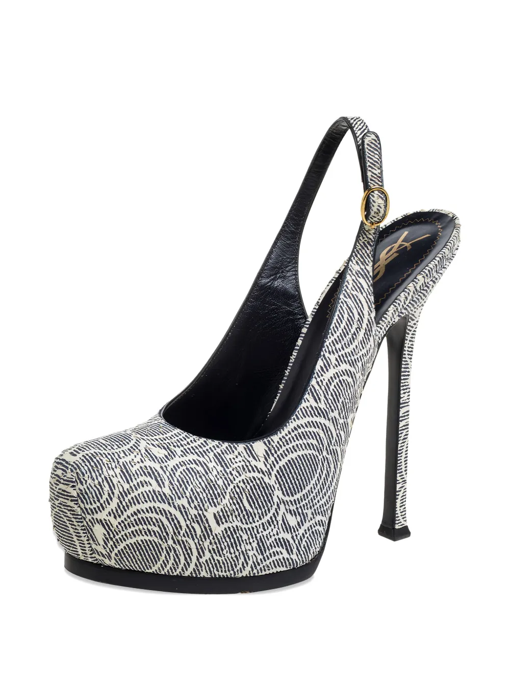 Saint Laurent Pre-Owned 150mm Tribtoo python-embossed slingback pumps | Image 2