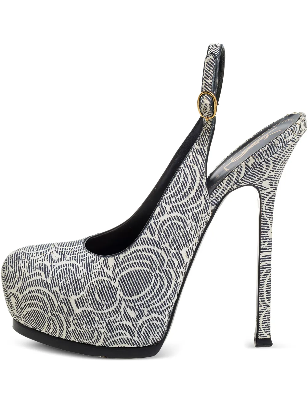 Saint Laurent Pre-Owned 150mm Tribtoo python-embossed slingback pumps | Neutrals | Image 1