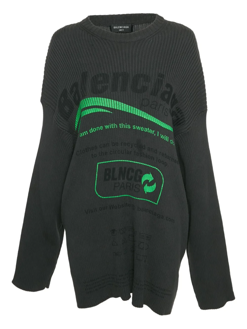 Balenciaga Pre-Owned ribbed-knit logo sweater | Grey | Image 1