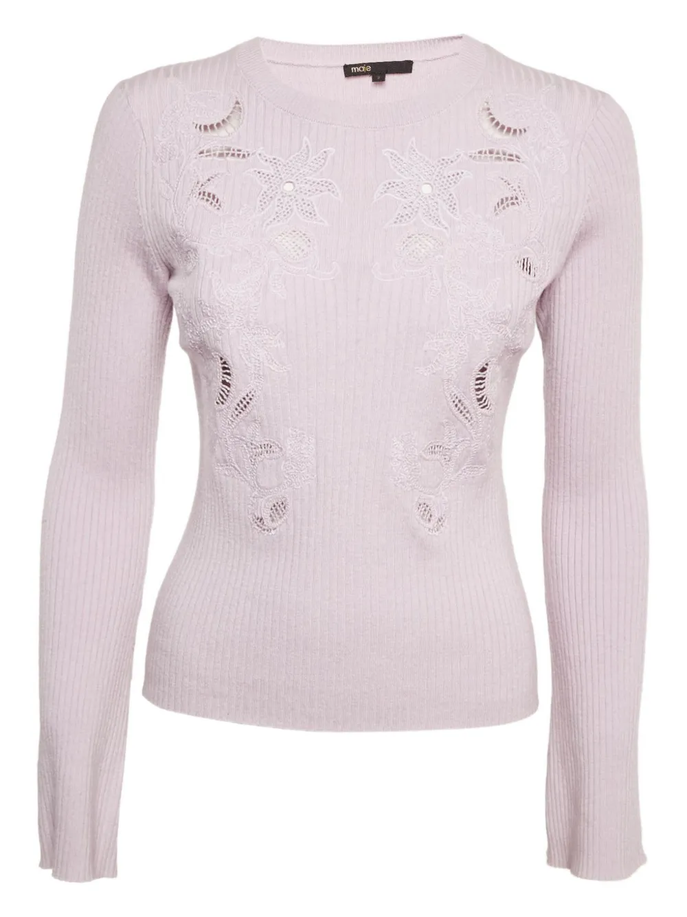 Maje ribbed floral-embroidery sweater | Pink | Image 1