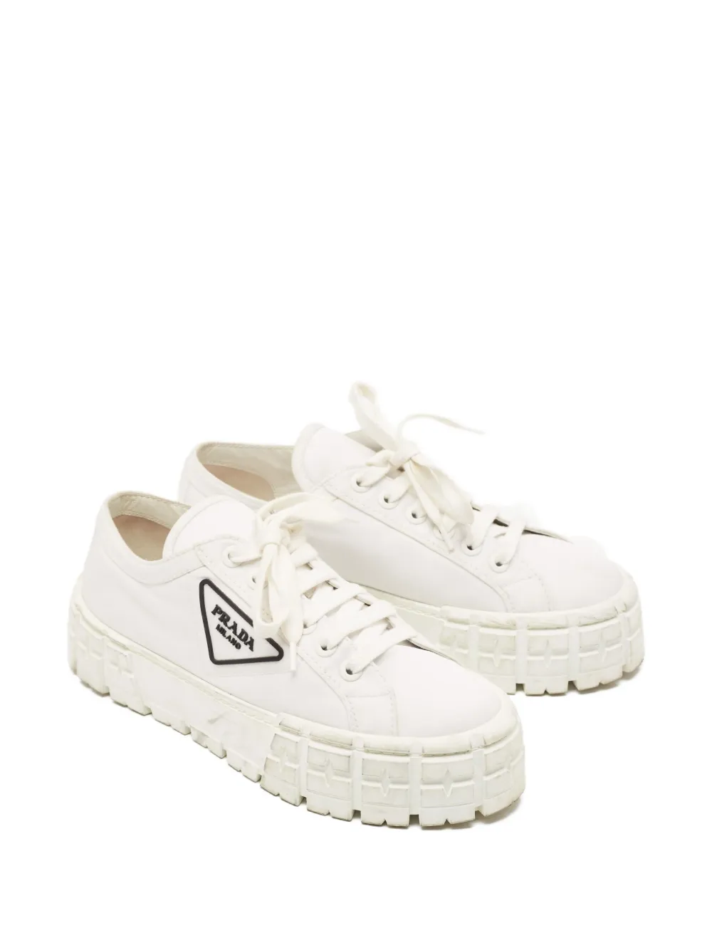 Prada Pre-Owned 40 mm sneakers met plateauzool en logo - Wit