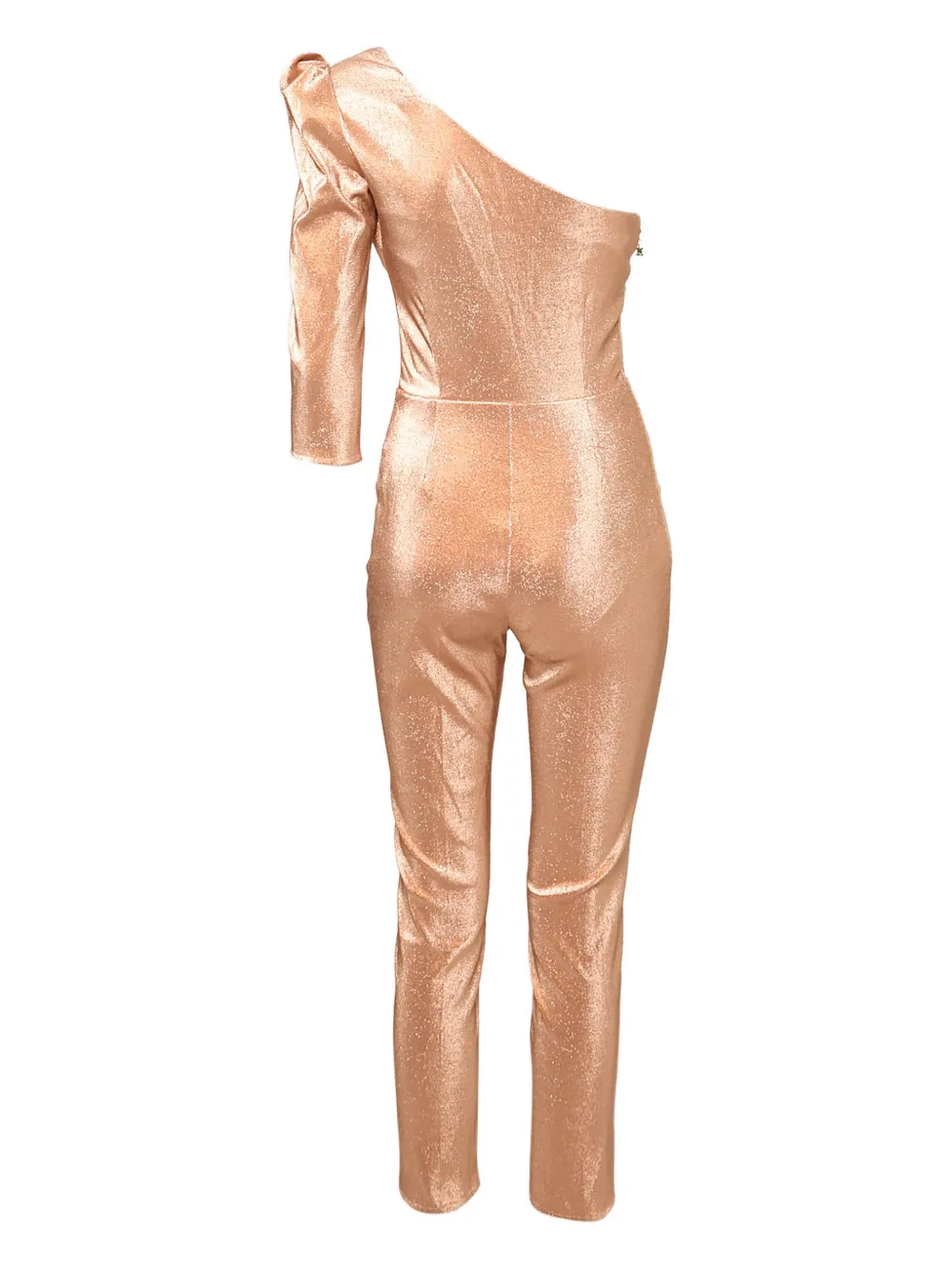 Elisabetta Franchi Asymmetrische metallic jumpsuit - Bruin