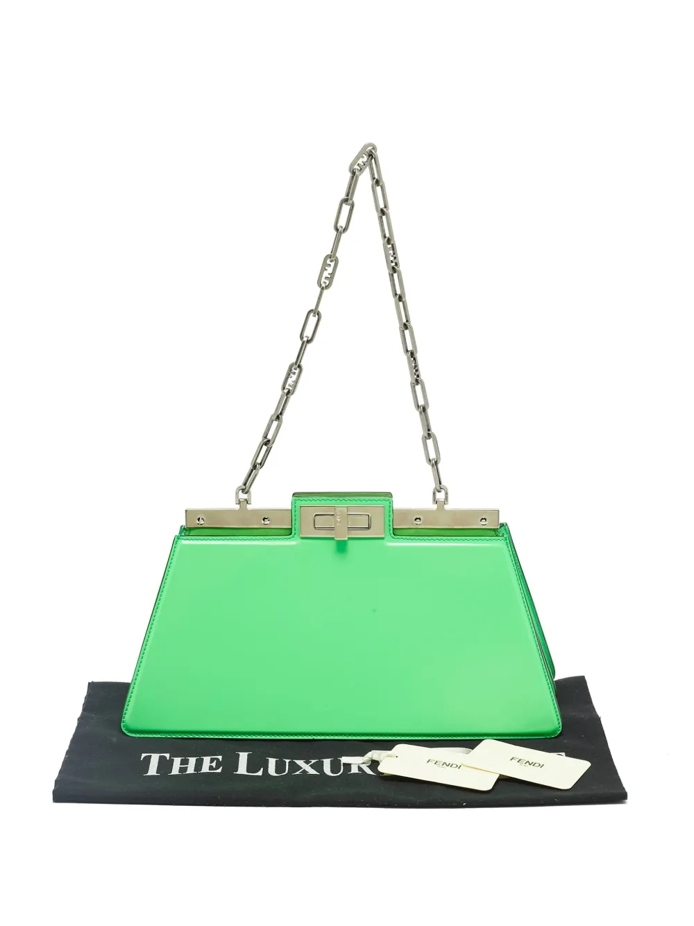 Pre-owned Fendi 2024 Cut-out Handle Bag In Green