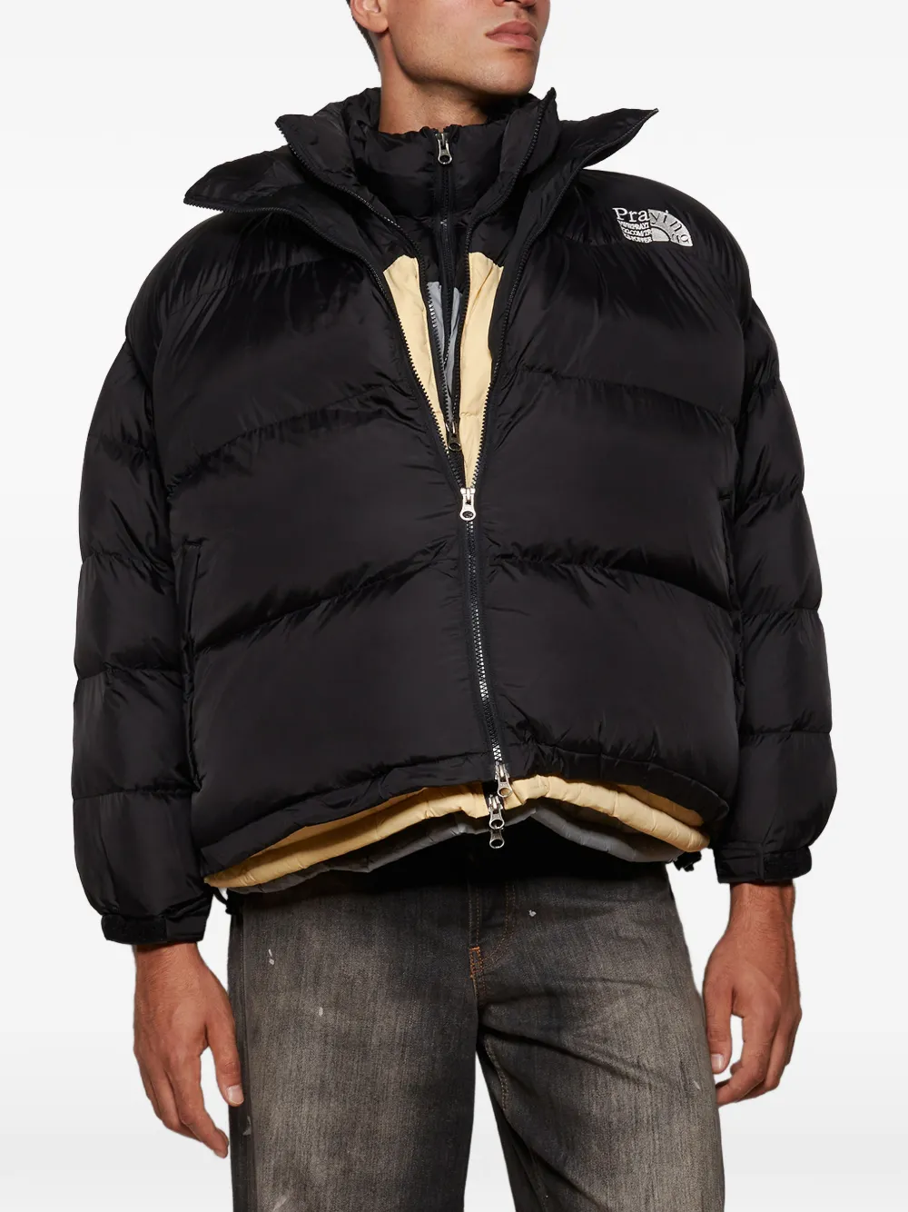 完売品　短丈　AFB LTD PUFFER JACKET Praying Triple Puffer Jacket | Black | FARFETCH JO