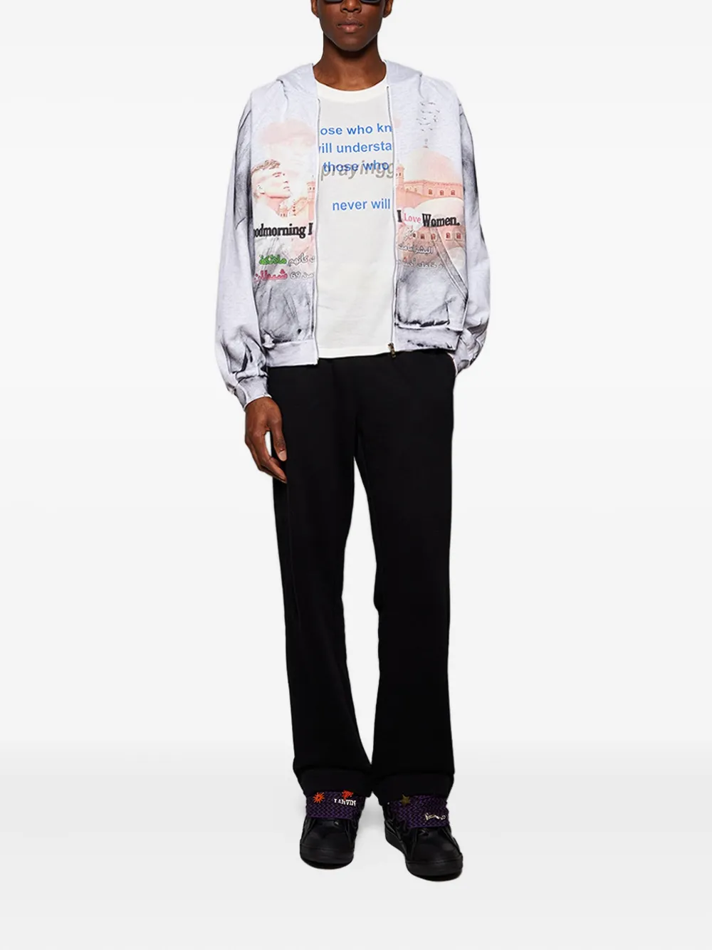 Praying graphic-print T-shirt - Wit