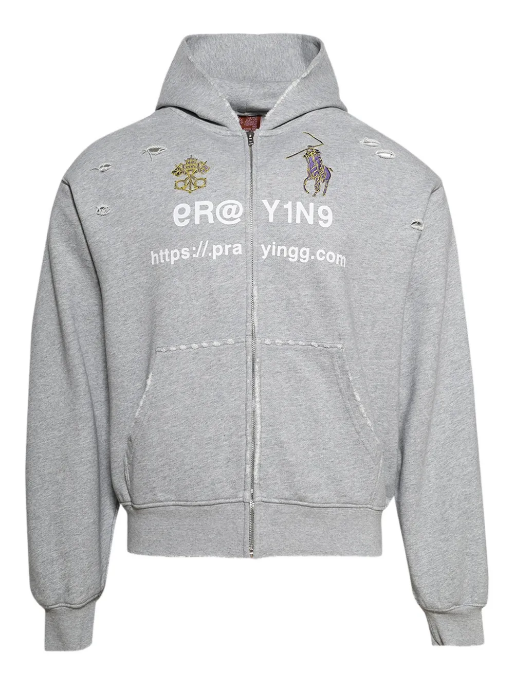 Praying Hoodie Destroyed Symbolic | gris | Image 1