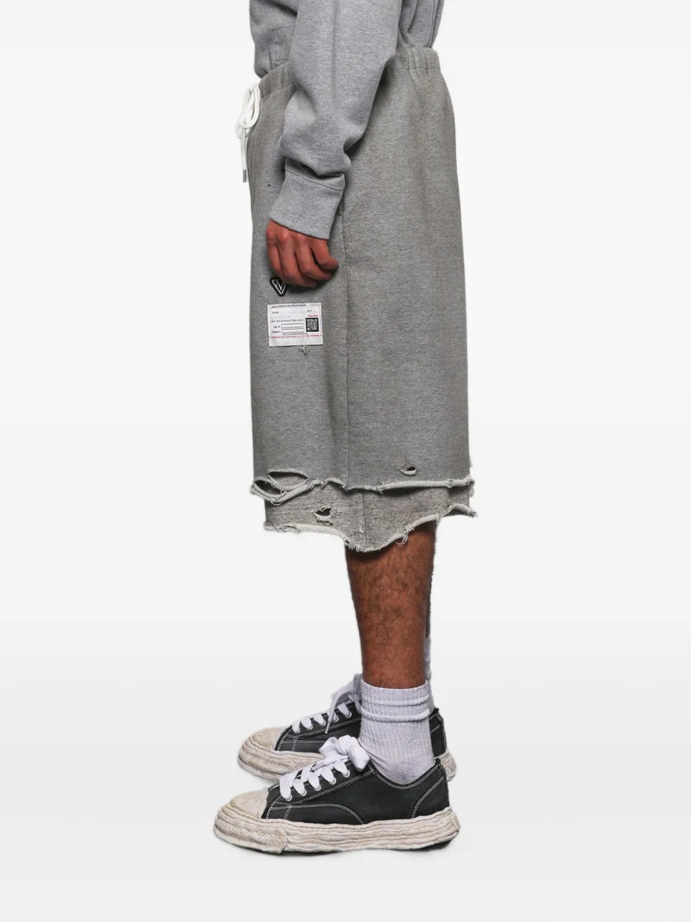 Miharayasuhiro Layered Distressed Shorts In Gray