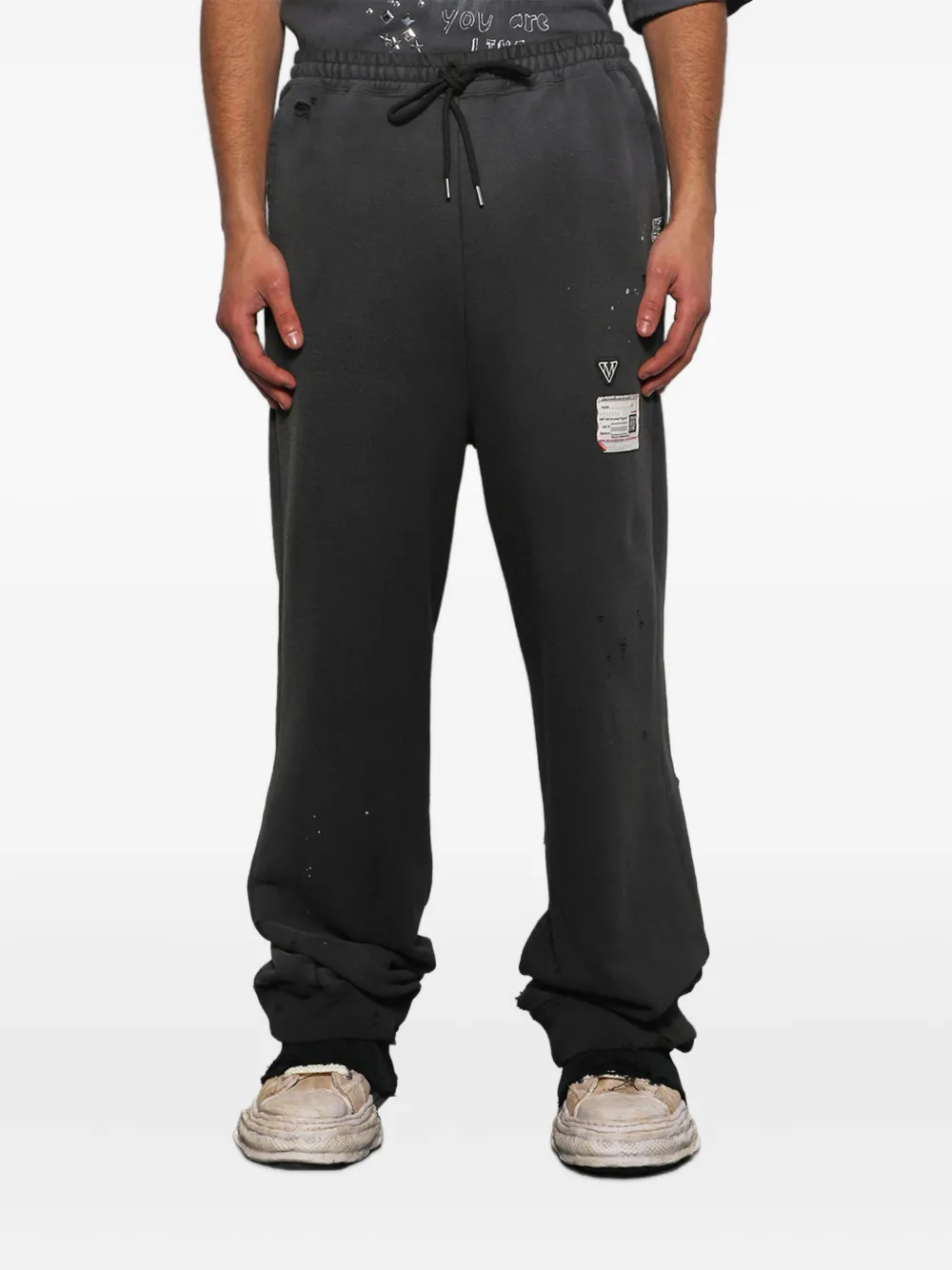 Miharayasuhiro Distressed Track Pants In Black