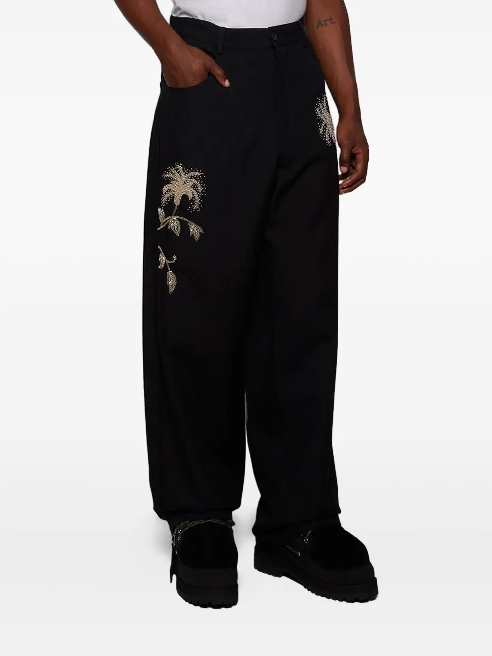 Bluemarble Bead-embroidered Trousers In Black
