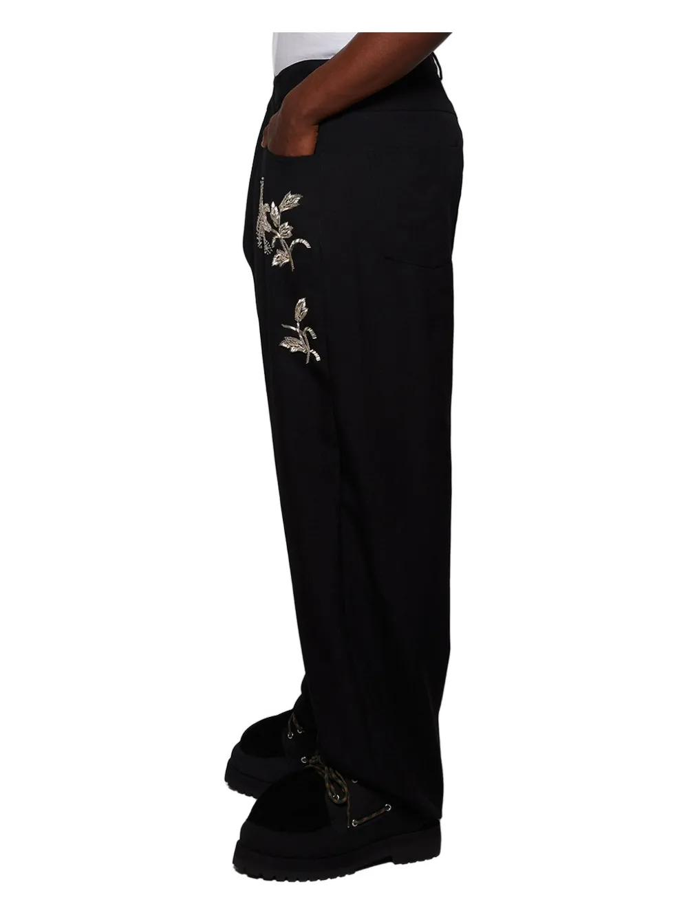 Bluemarble Bead-embroidered Trousers In Black