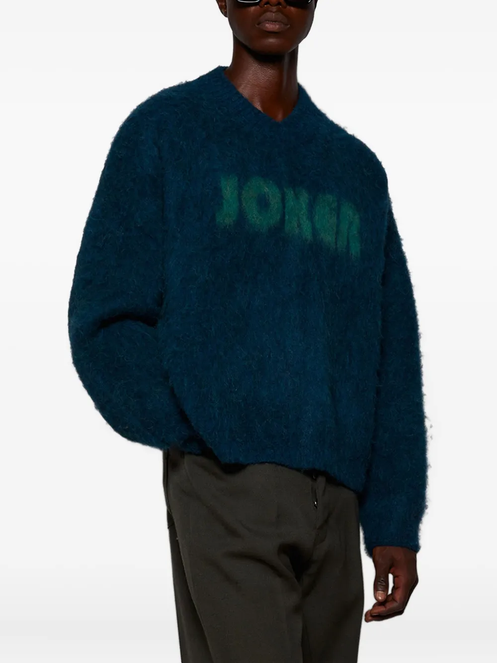 Martine Rose Letter-detail Sweater In Blue