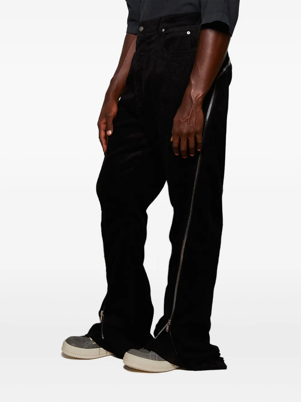 Rick Owens Zip-detail Corduroy Trousers In Black