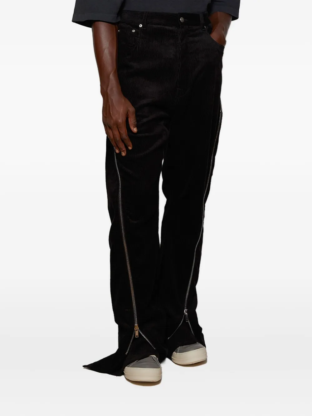 Rick Owens Zip-detail Corduroy Trousers In Black