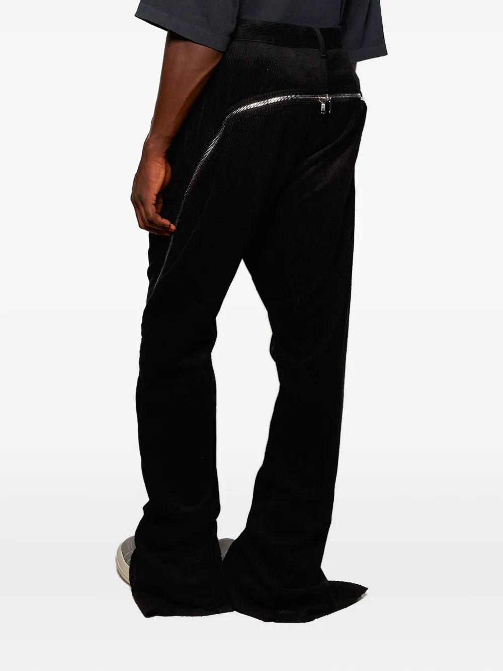 Rick Owens Zip-detail Corduroy Trousers In Black