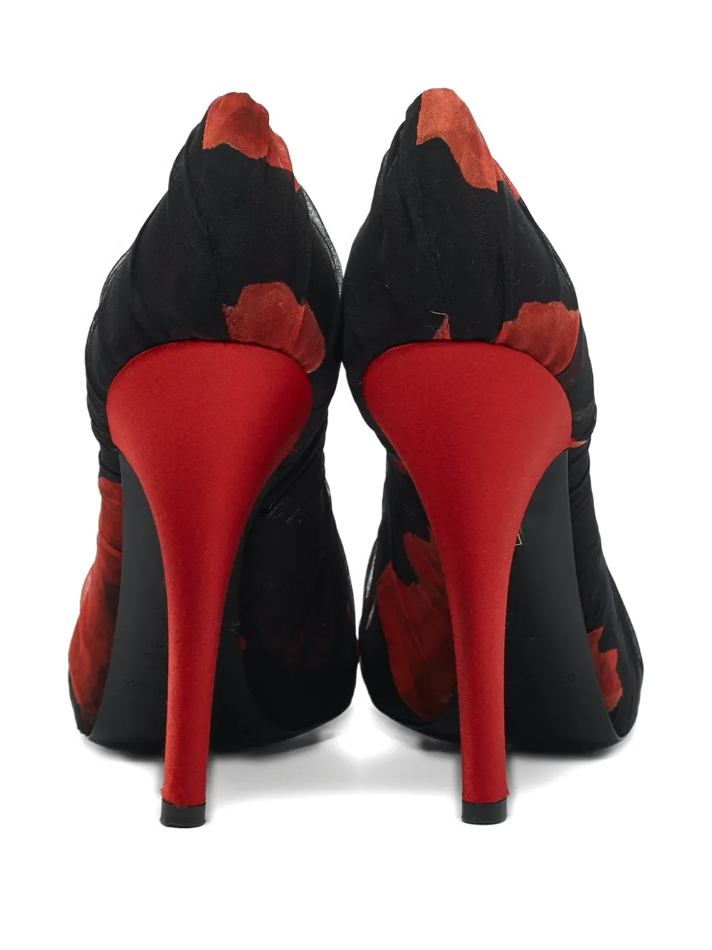 Pre-owned Dolce & Gabbana 125mm Floral-print Pumps In Black