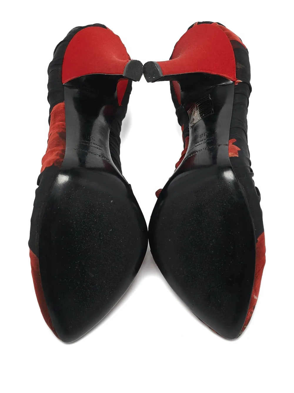 Pre-owned Dolce & Gabbana 125mm Floral-print Pumps In Black