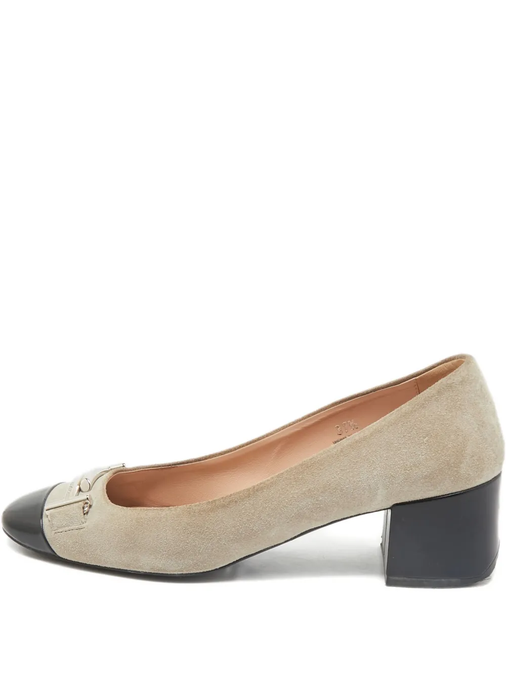 Pre-owned Tod's Vintage Double T Suede Pumps In Neutral