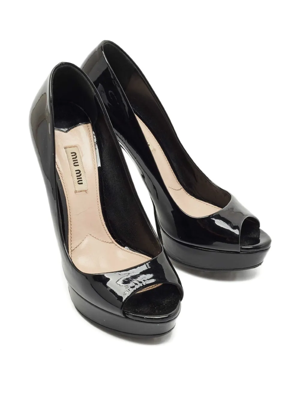 Pre-owned Miu Miu 120mm Platform Peep-toe Pumps In Black