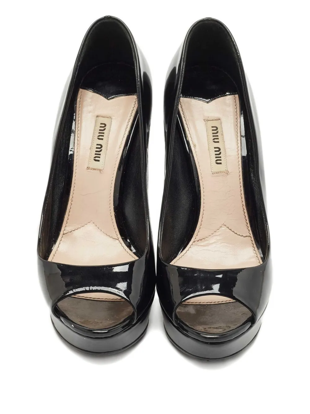 Pre-owned Miu Miu 120mm Platform Peep-toe Pumps In Black